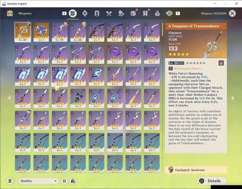 Genshin Impact Accounts ASIA|AR 55| 1 Limited + 2(*5 Weapon)| Sandrone C2+ image 5