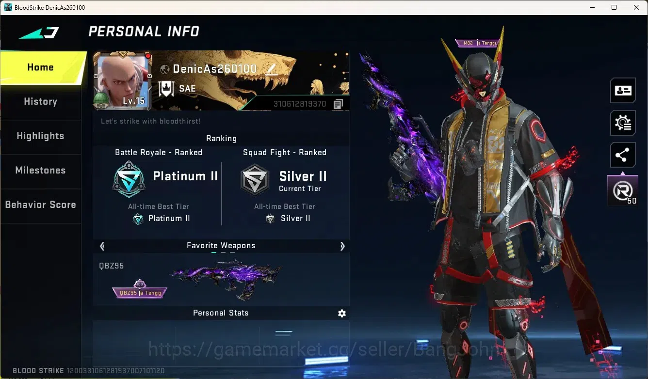 Blood Strike Accounts High-End ASIA|1 Eternal Gun:QBZ95-Whisper|1 Limited:Origin-12|1 Ultra & 6 Legendary Gun|1 1