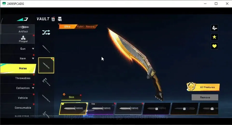 Blood Strike Accounts Collab Skin ASIA|ULTRA Melee Kukri-Nexora|Collab 7DS[M700-Elizabeth]|3 ULTRA[ZERO,AUG,Origin-12]|10 5
