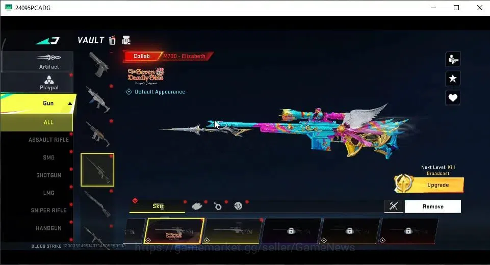 Blood Strike Accounts Collab Skin ASIA|ULTRA Melee Kukri-Nexora|Collab 7DS[M700-Elizabeth]|3 ULTRA[ZERO,AUG,Origin-12]|10 7