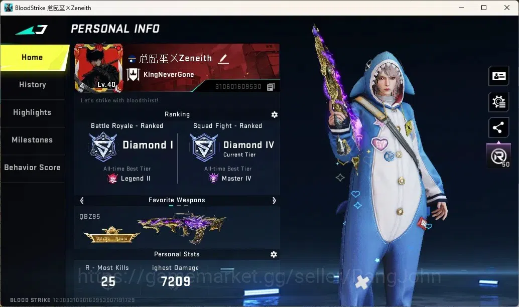 Blood Strike Accounts Rare Skin ASIA | 2 Eternal: Desert Eagle-Scorpius, QBZ95-Whisper|3 Collab Guns: 2 TR, 1 OPM|4 Ultra 1