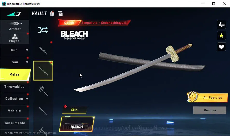 Blood Strike Accounts ASIA|Starter|Melee Collab BLEACH Zanpakuto-Sodenos image 16