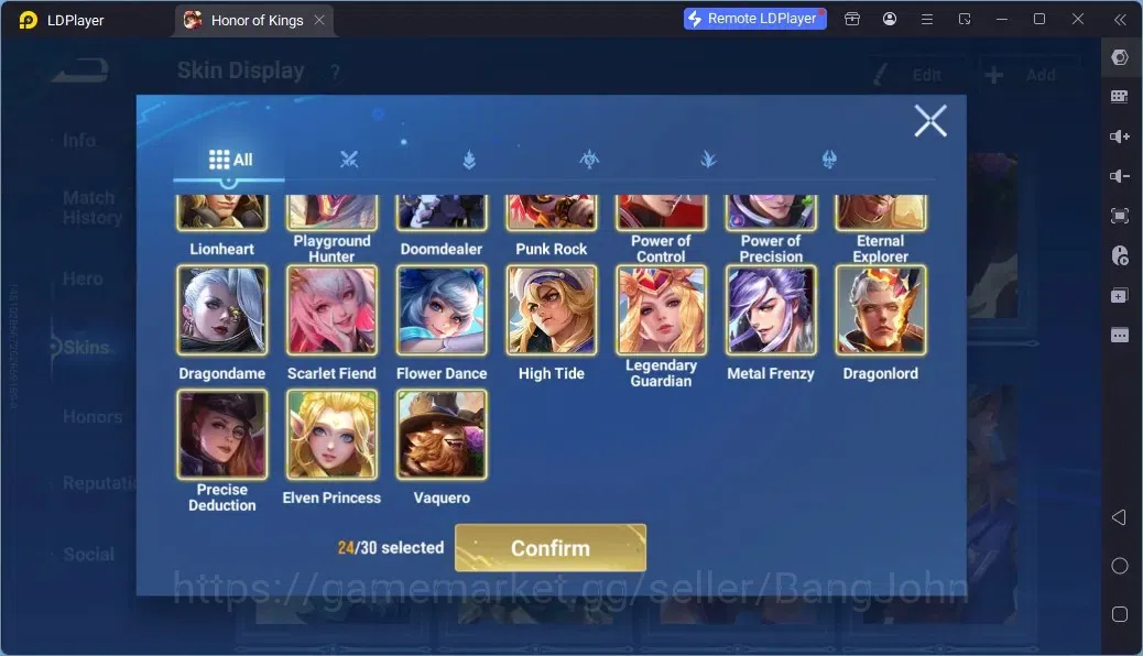 Honor of Kings Accounts Rare Skin Global | 48H 24S| 1 Legend | 1 Limbo| 1 Wordly | 1 Limited | 4 Epic | 2 Event Eclusive | 5 7