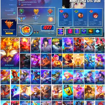 Mobile Legends: Bang Bang Accounts #4284 497 Skins | Johnson Sovereign of Realms (LEGEND) | Valir Infernal Blaze (LEGEND