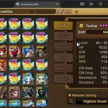 Summoners War: Sky Arena Accounts Starter GLOBAL | NB 5 TESHAR,Starter Gacha 115 12Y+160 11Y Scrool, 3 Legendary All