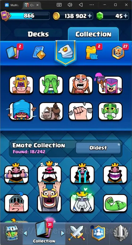 Clash Royale Accounts Midgame Global |CL 866|KTL 11|Trophy 6206|96 Cards| 3 Champ|1 Hero|5 Evo|Arena 17|138k Gold|45 Gems 11