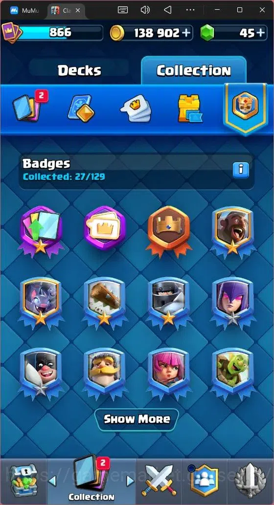 Clash Royale Accounts Midgame Global |CL 866|KTL 11|Trophy 6206|96 Cards| 3 Champ|1 Hero|5 Evo|Arena 17|138k Gold|45 Gems 14