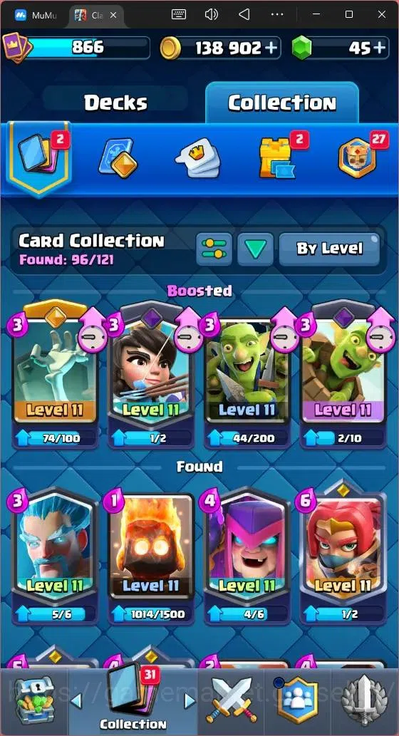 Clash Royale Accounts Midgame Global |CL 866|KTL 11|Trophy 6206|96 Cards| 3 Champ|1 Hero|5 Evo|Arena 17|138k Gold|45 Gems 4