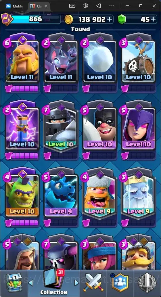 Clash Royale Accounts Midgame Global |CL 866|KTL 11|Trophy 6206|96 Cards| 3 Champ|1 Hero|5 Evo|Arena 17|138k Gold|45 Gems 5