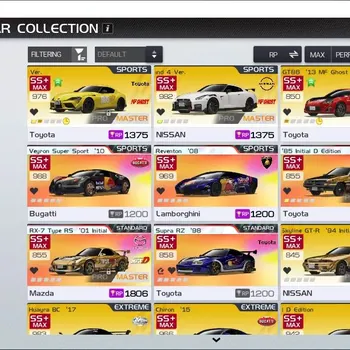 Racing Master Accounts SEA|Lv 35|5 PL+Initial D+MF Ghost (Veyron,Reventon,(AE86,RX-7)+ID,Supra RZ),GR Supra MF,GT-R Nismo