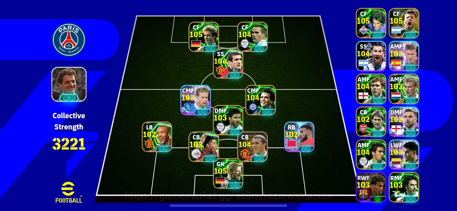 eFootball Accounts Legends & Iconic Players ovr 3221 • epic rummenige • epic owen • epic cantona • epic john 1