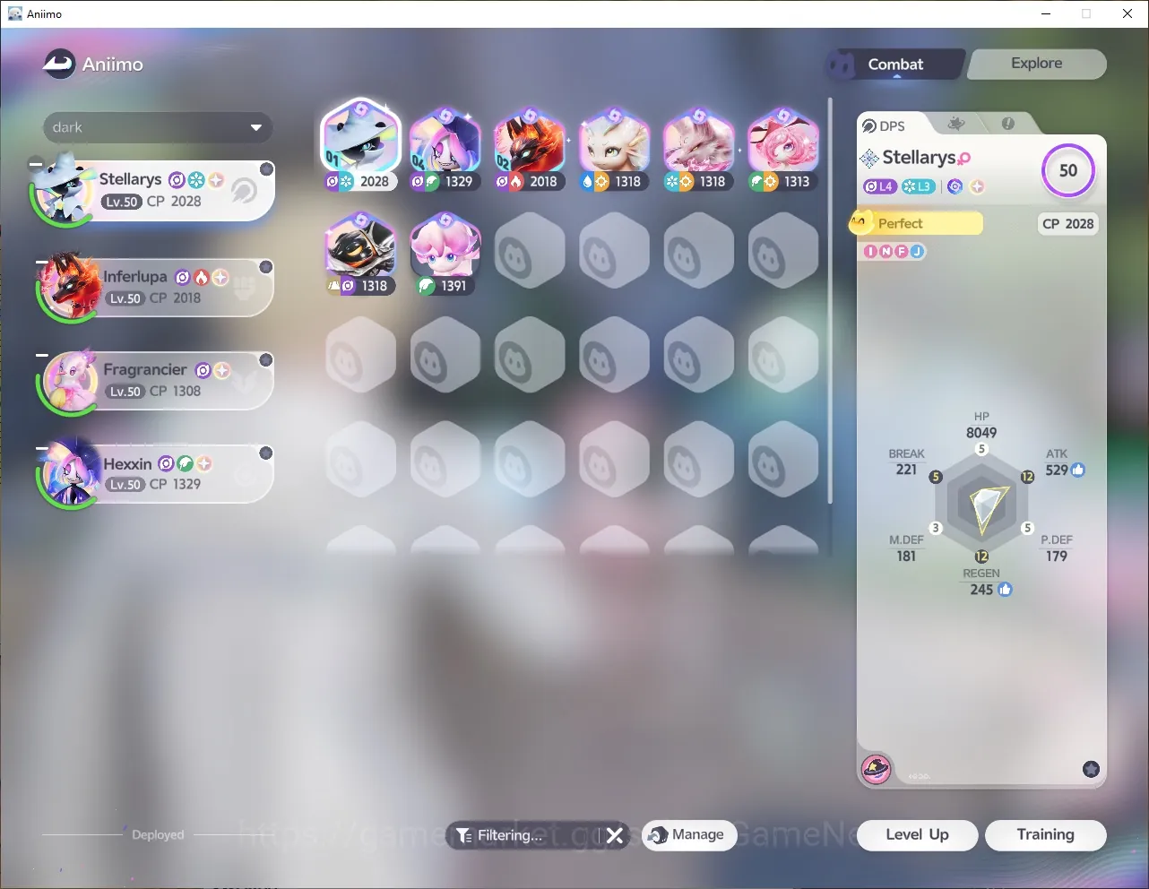 Aniimo Accounts Mid Game Sv NA|Lv 46|8 Prism (Inferlupa SP6,Stellarys SP1,Hexxin SP10,Glacy SP1,Glynsera SP8,etc)+11 Spark+5 1