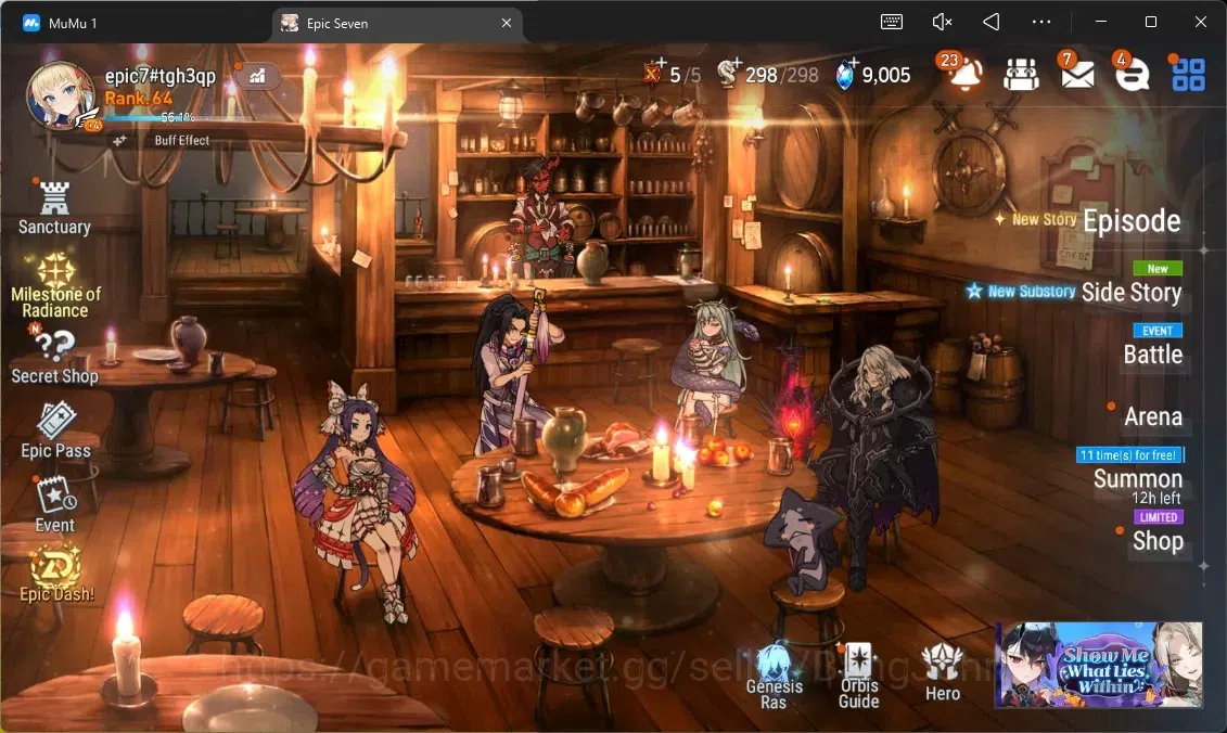 Epic Seven Accounts High-End Global Unverif | 11 ML (Notos,NM Luna,WOT Tenebria,Belian,Harsetti,Zio, Etc)|PoH+Bless ON|SS 1