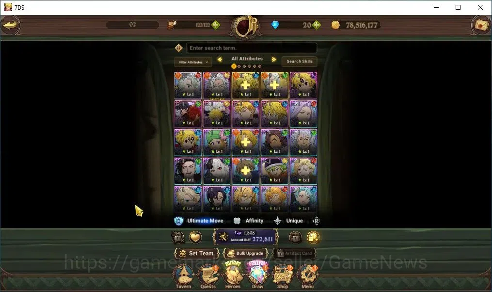 The Seven Deadly Sins: Grand Cross Accounts Asia|272K CC|1LR+5 UR|Elizabeth,Nemesis Meliodas,M image 4