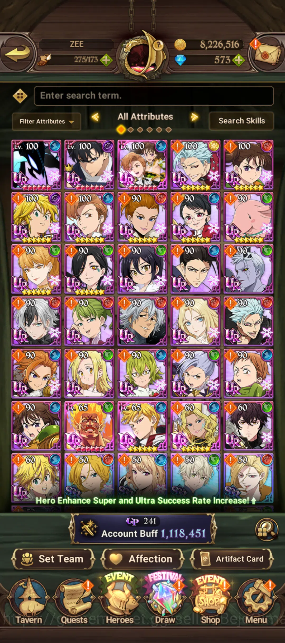 The Seven Deadly Sins: Grand Cross Accounts Midgame MidGame Global Rank 54 CP 1.111K : 573 Diamonds | FullCollab Solev+HR, 4 1