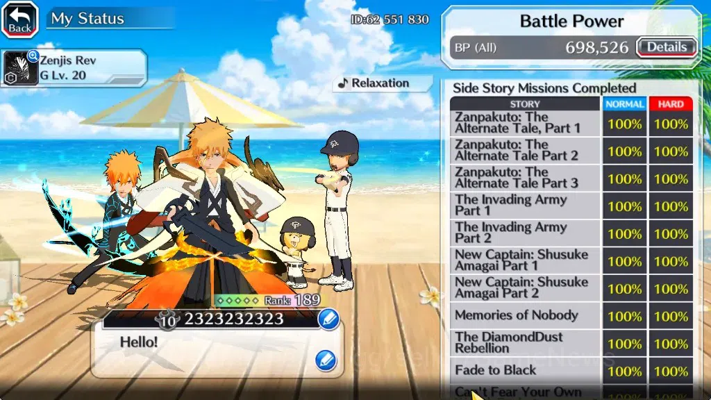 Bleach: Brave Souls Accounts Mid-Tier [GLOBAL]|52K Orb|Swimsuit26 Giselle&Orihime,DT Ichigo,Santa Society 6