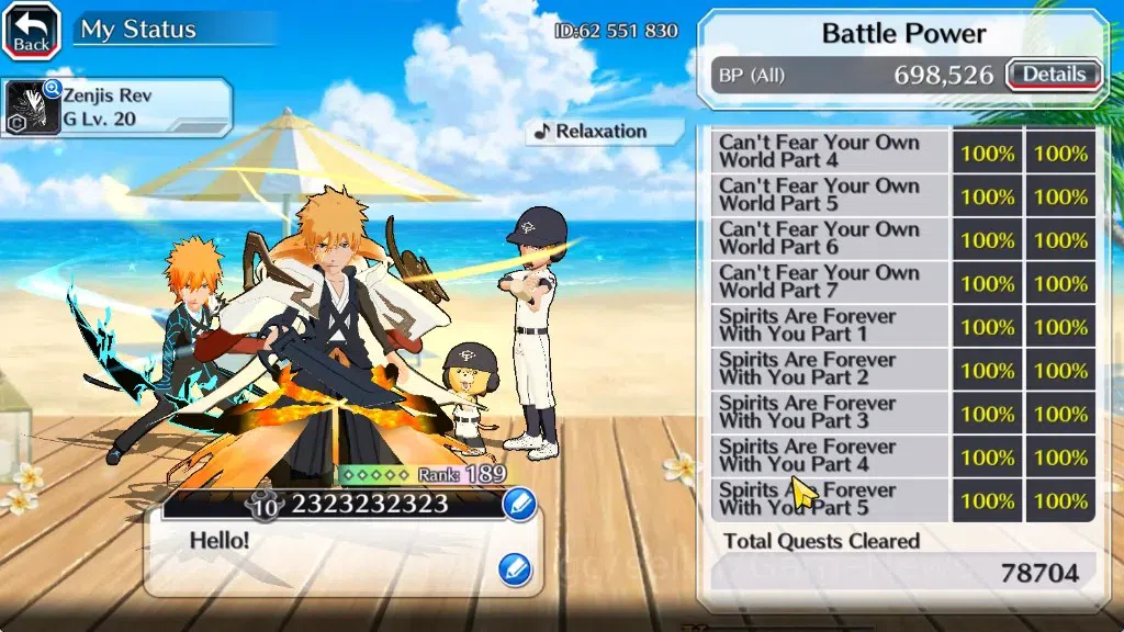 Bleach: Brave Souls Accounts Mid-Tier [GLOBAL]|52K Orb|Swimsuit26 Giselle&Orihime,DT Ichigo,Santa Society 7
