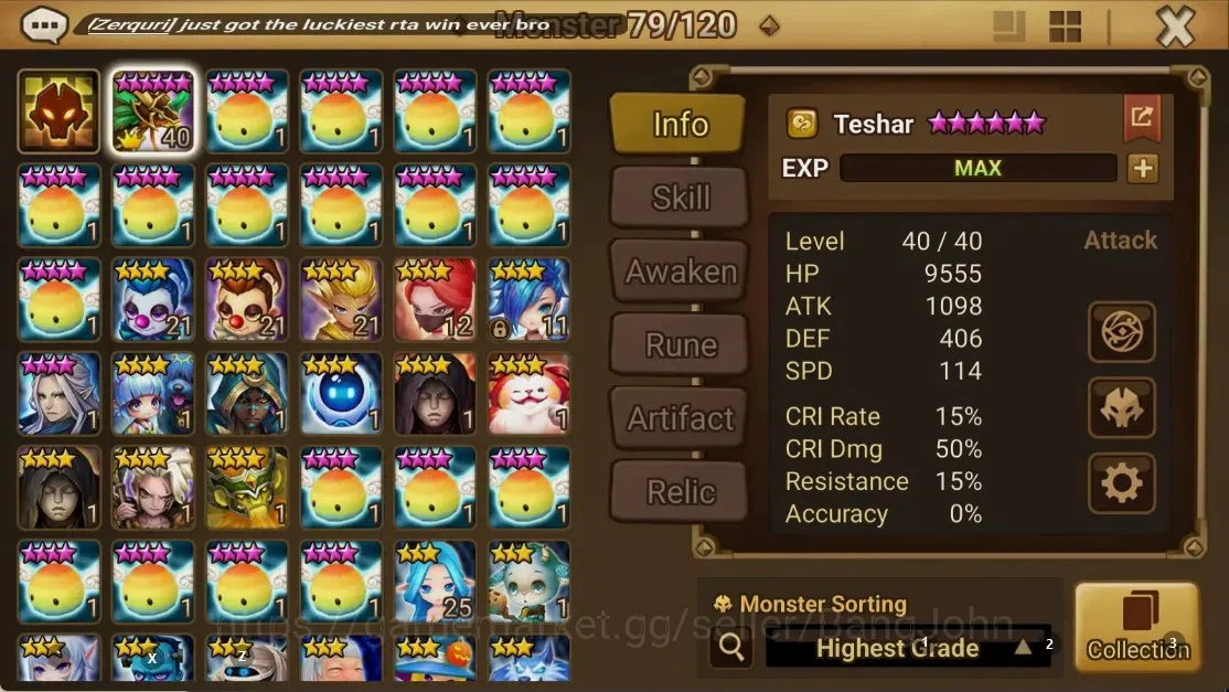 Summoners War: Sky Arena Accounts GLOBAL | NB 5 TESHAR,Starter Gacha 115 12Y+160 11Y image 2