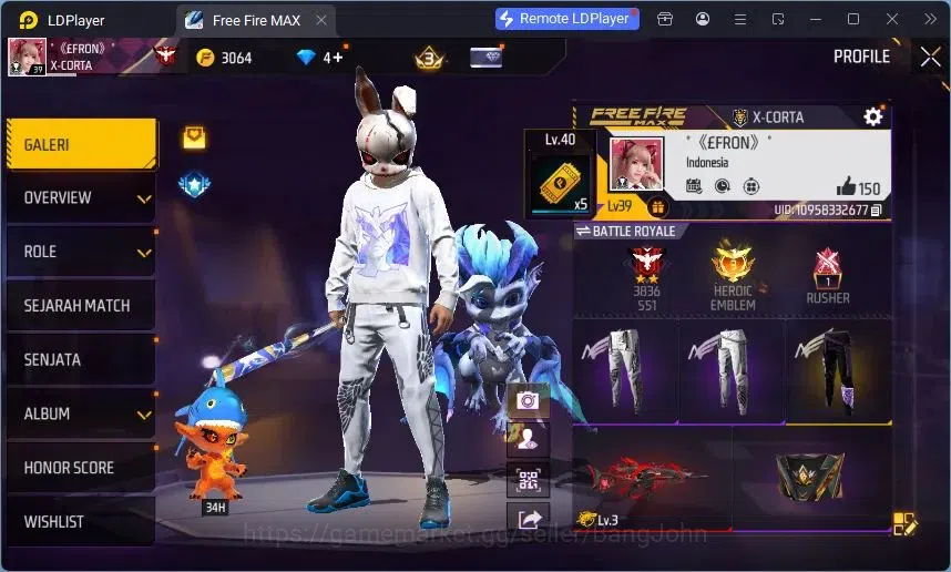 Free Fire Accounts Indonesia | Evo SCAR Megalodon Alpha Lv3 | Bundle image 18