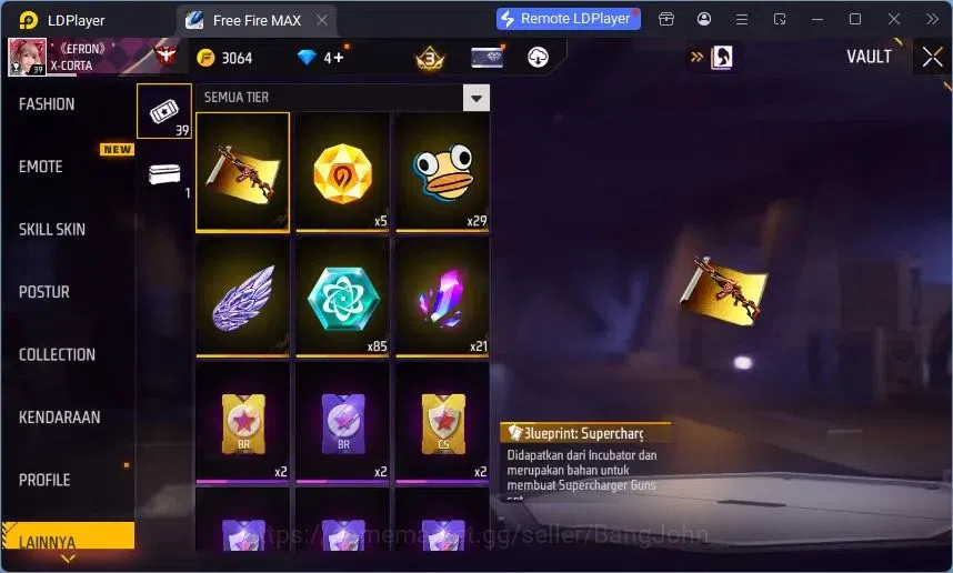 Free Fire Accounts Indonesia | Evo SCAR Megalodon Alpha Lv3 | Bundle image 3