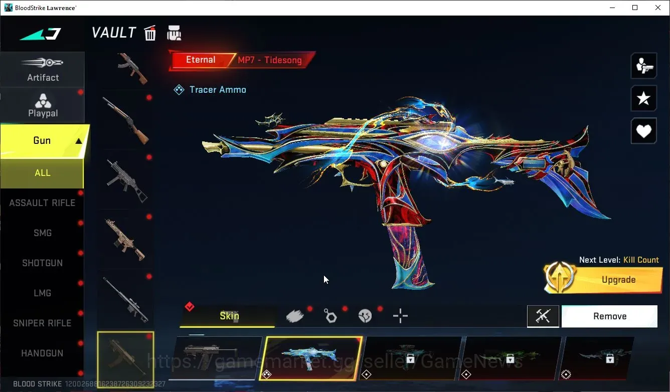 Blood Strike Accounts Collab Skin Asia|Eternal MP7 TideSong Lv3,DeAgle+Melee Staf|Collab LS Mr Iguana,AOT FemaleTitan,M4A1 1