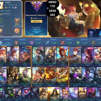 Mobile Legends: Bang Bang Accounts Rare Skin BEST OFFER | HERO 119 | SKIN 242 | 2X SANRIO | KARINA KOF | KAGURA LUCKYBOX