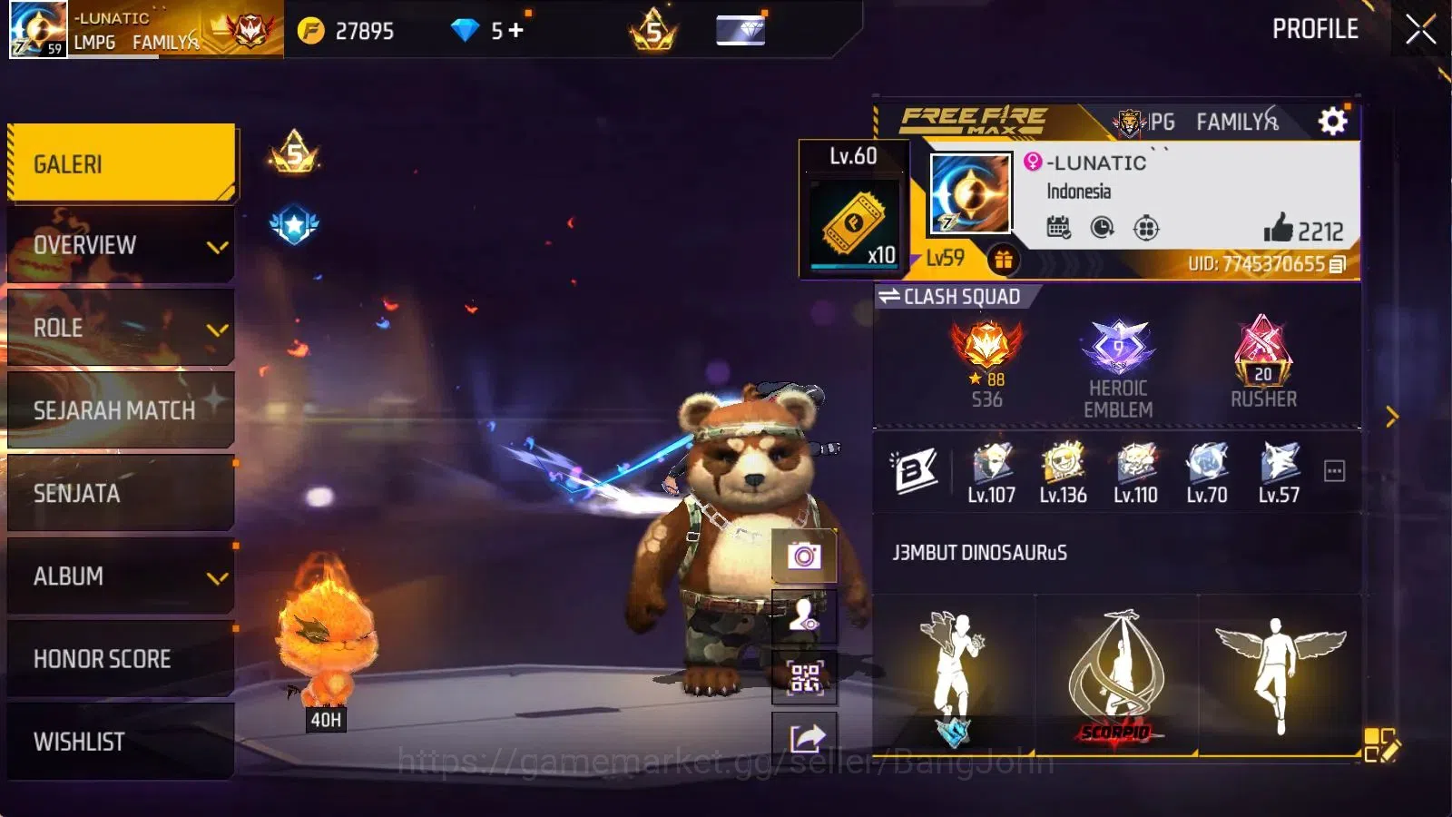 Free Fire Accounts Indonesia | Evo M1014 Scorpio Shatt Lv8 | M1887 Em image 20