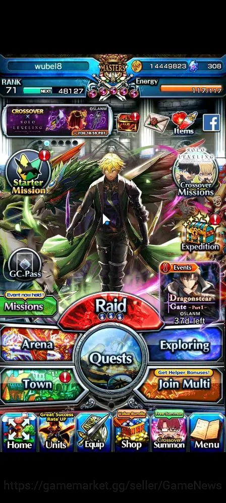 Grand Summoners Accounts Global|Rank 71|308 cc|16 Ascend+2 TW|[Sung Jinwoo, image 1