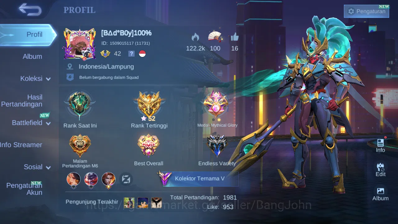 Mobile Legends: Bang Bang Accounts Hero 76 Skin 180 | Luckybox Alpha, Akai | KOF kari image 1