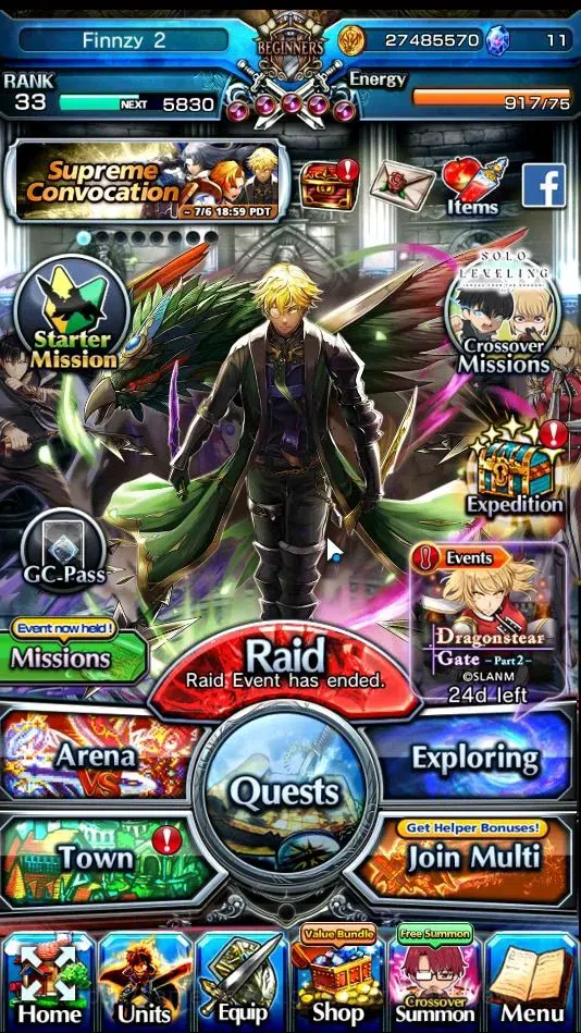 Grand Summoners Accounts Global|Rank 33|8 Ascend|(Sung Jinwoo)+TW,Chloe,WH image 1