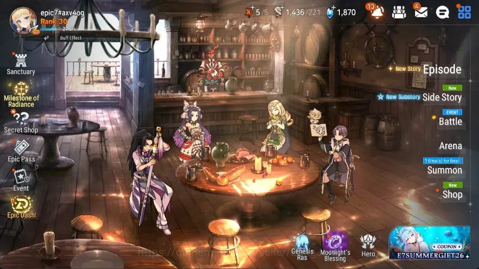 Epic Seven Accounts Starter Global Unverif | 2 ML(LOTScales,AVildred)|PoH+Bless ON|SS 1.8K|Gold 4.6M|Stigma 37K| |Log 2