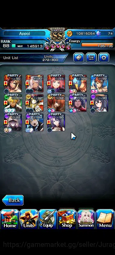 Grand Summoners Accounts Starter Global|Rank 88|18 Ascend |[WHfenTW,DLS RimuruTW,SaberAlterTW,Etc]Mira,Chloe,Milim,Etc|Lpot 2