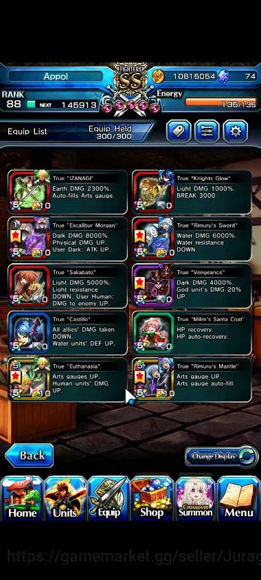 Grand Summoners Accounts Starter Global|Rank 88|18 Ascend |[WHfenTW,DLS RimuruTW,SaberAlterTW,Etc]Mira,Chloe,Milim,Etc|Lpot 3