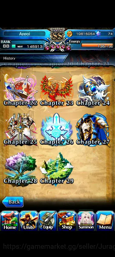 Grand Summoners Accounts Starter Global|Rank 88|18 Ascend |[WHfenTW,DLS RimuruTW,SaberAlterTW,Etc]Mira,Chloe,Milim,Etc|Lpot 4
