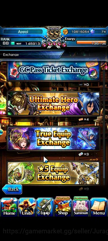 Grand Summoners Accounts Starter Global|Rank 88|18 Ascend |[WHfenTW,DLS RimuruTW,SaberAlterTW,Etc]Mira,Chloe,Milim,Etc|Lpot 9