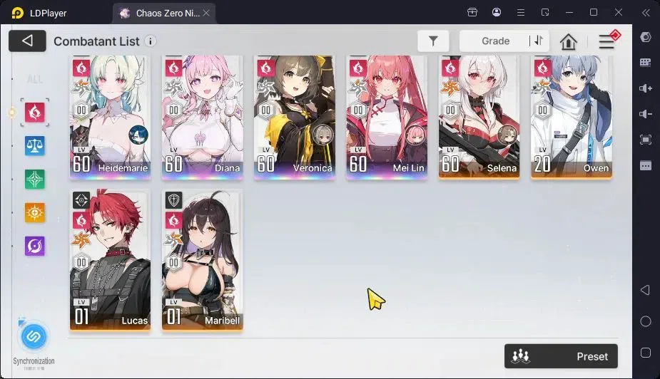 Chaos Zero Nightmare Accounts ASIA | Lv.58| 18 SSR ChizuruEM1,HeidemarieEM2,RitaEM3,SerenielEM4,YukiEM1,HugoEM1,Mei LinEM1 11