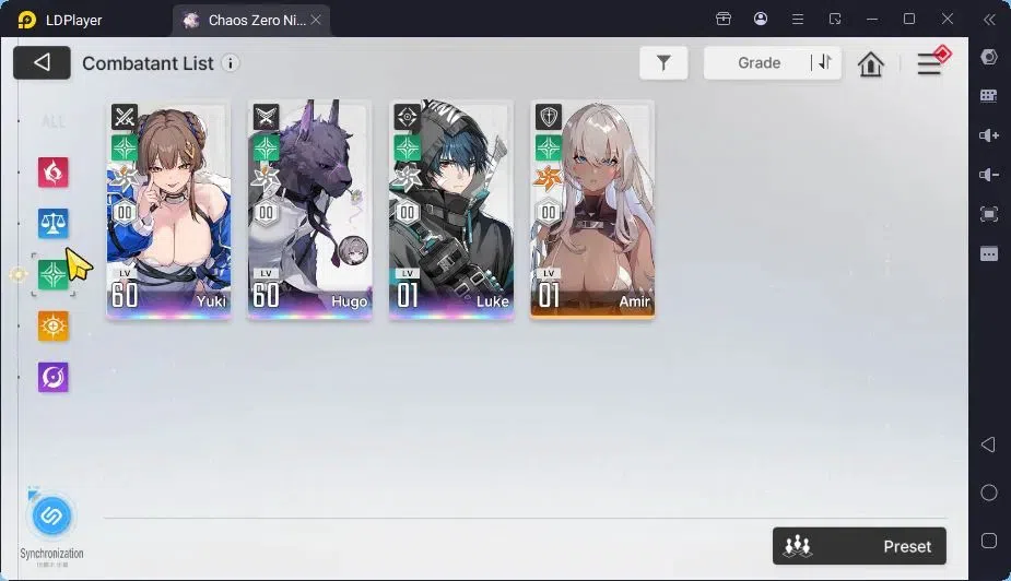 Chaos Zero Nightmare Accounts ASIA | Lv.58| 18 SSR ChizuruEM1,HeidemarieEM2,RitaEM3,SerenielEM4,YukiEM1,HugoEM1,Mei LinEM1 13