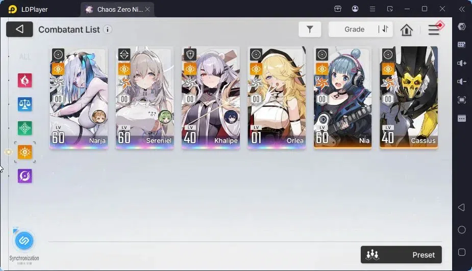 Chaos Zero Nightmare Accounts ASIA | Lv.58| 18 SSR ChizuruEM1,HeidemarieEM2,RitaEM3,SerenielEM4,YukiEM1,HugoEM1,Mei LinEM1 14