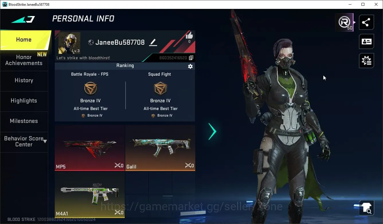Blood Strike Accounts Others ASIA|1 ETERNAL: MP5-Blooddrift Lv2|1 ULTRA Gun: Galil-Knight|2 LEGENDARY Guns|1 Ultra Loot 1
