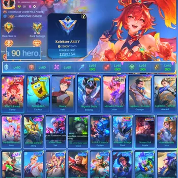 Mobile Legends: Bang Bang Accounts Others HERO 90 SKIN 123 | EMBLEM GOOD | PACE FANNY| VALE GARA| EPIC VALIR| EPIC NANA