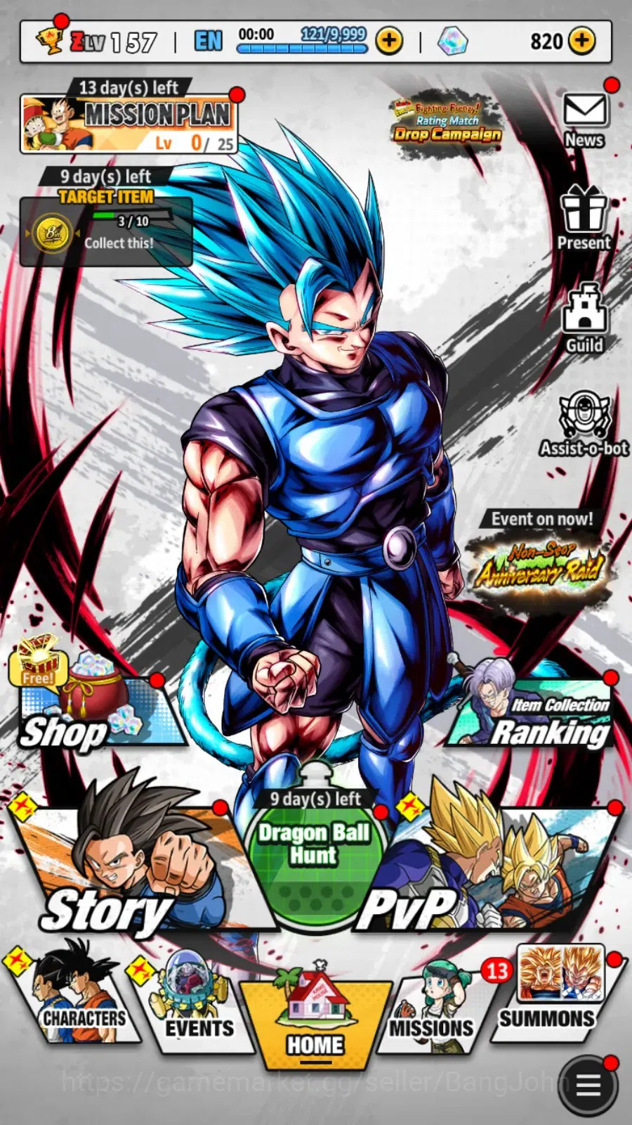 Dragon Ball Legends Accounts High-End Android | Lvl 157|380M Total Power|820 CC|4 LR|5 UL|LR SSGShallet,Broly: Fury,Super 20