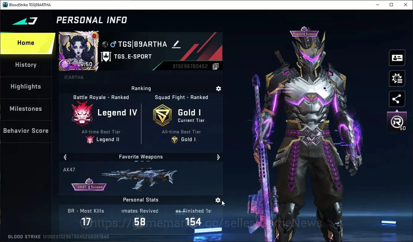 Blood Strike Accounts ASIA|ETERNAL Lv3 AK47,DeAgle+MELEE BFknife,Sword,C image 2
