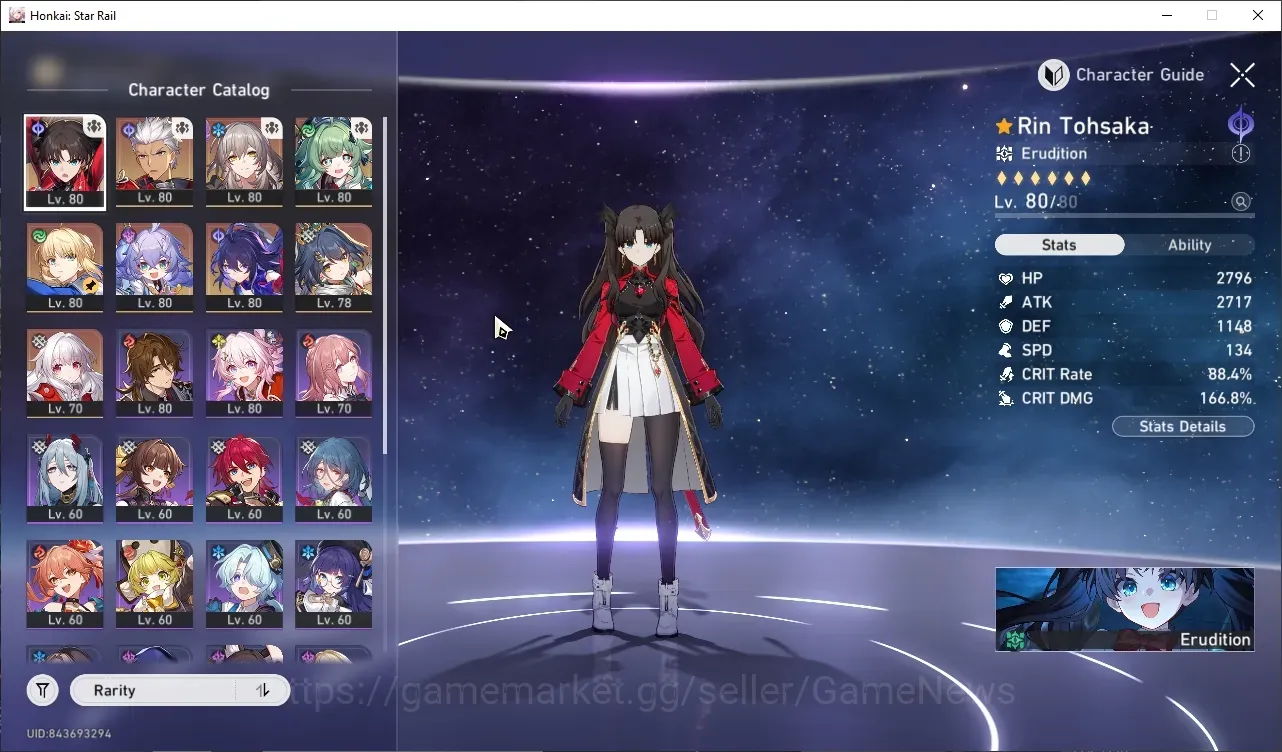 Honkai Star Rail Accounts Others Asia|TL 66|6 Limited (Rin Tohsaka E6 +Sign),Archer+Sign,Saber,Huohuo,Seele E1,Yunli +2 STD 1