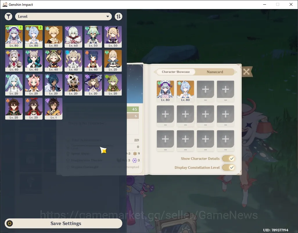 Genshin Impact Accounts Mid Game EU|AR 45|1 Limited + 1(*5 Weapon)| Odette Stellar Swirl |Standard Mizuki Jean|Male MC|Take 1