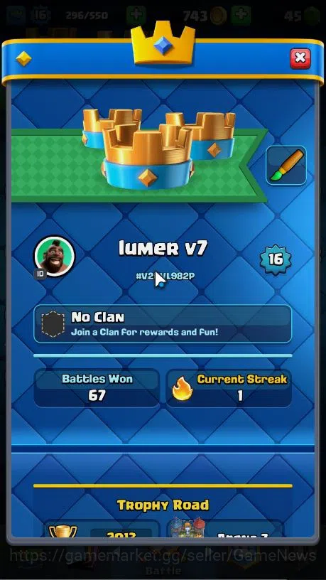 Clash Royale Accounts Lvl 16|Trophy 2013|KTL 6|Best Starter Account|Card image 3