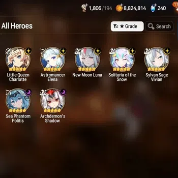 Epic Seven Accounts Starter Global Unverif|Starter|7ML(LQC,NML,AE,SSV,SPP Etc.)|PoH+Bless ON|Abyss F51|Teater