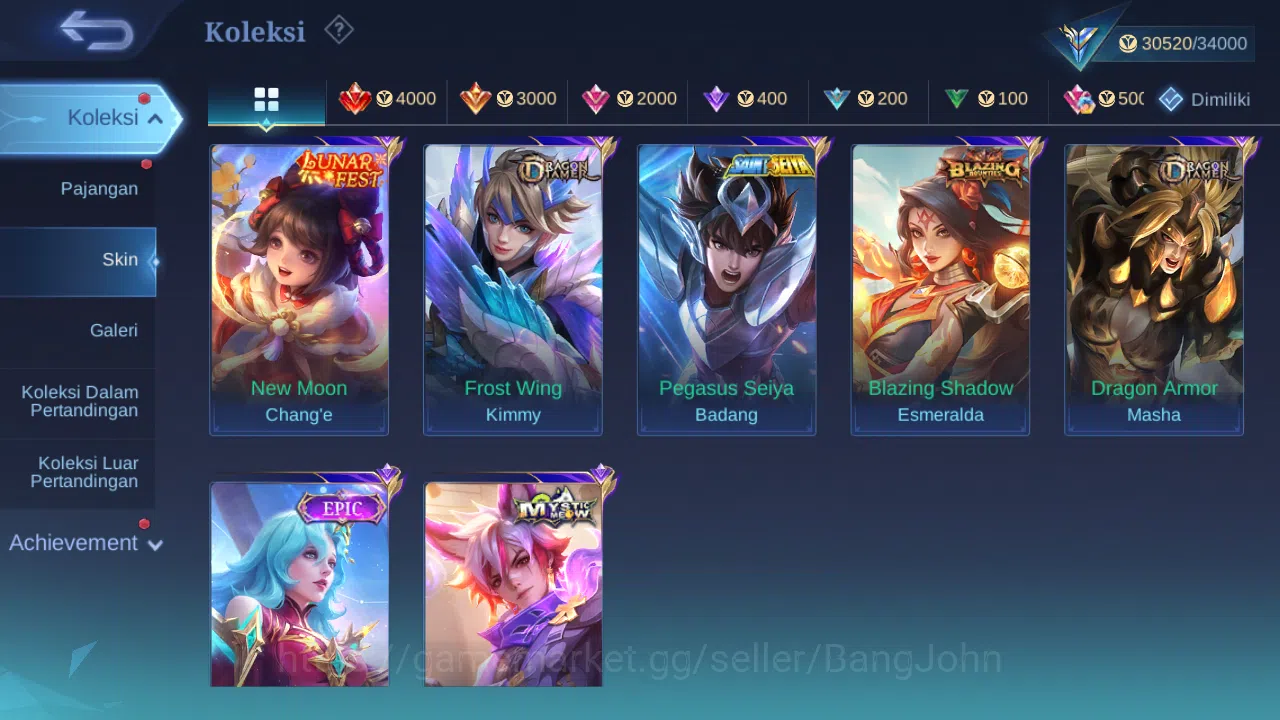Mobile Legends: Bang Bang Accounts GLOBAL Hero 102 Skin 166 | CC Nata | Lunar Change  image 11