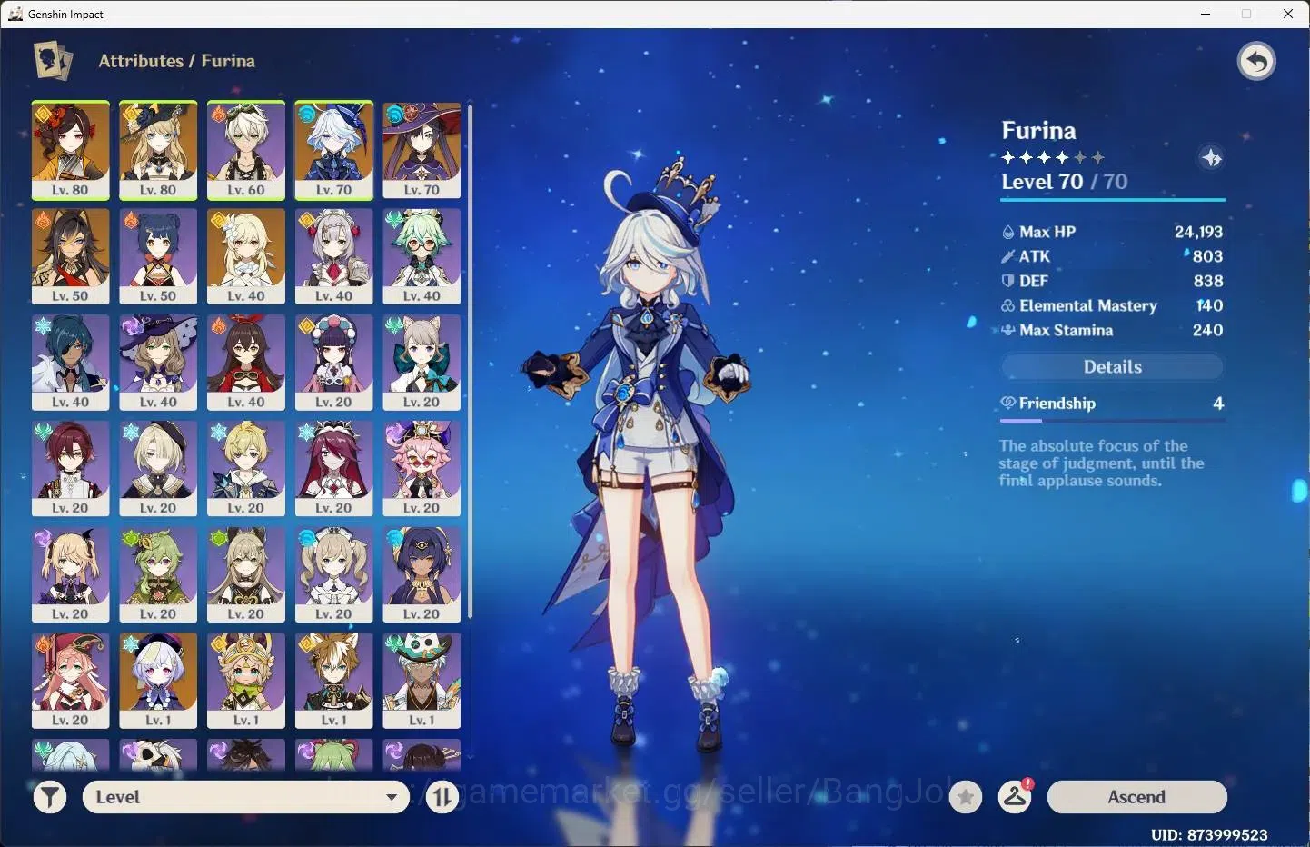 Genshin Impact Accounts ASIA|AR 53|3 Limit+3 Sign|ChioriC1,NaviaC1,Furina+ image 2
