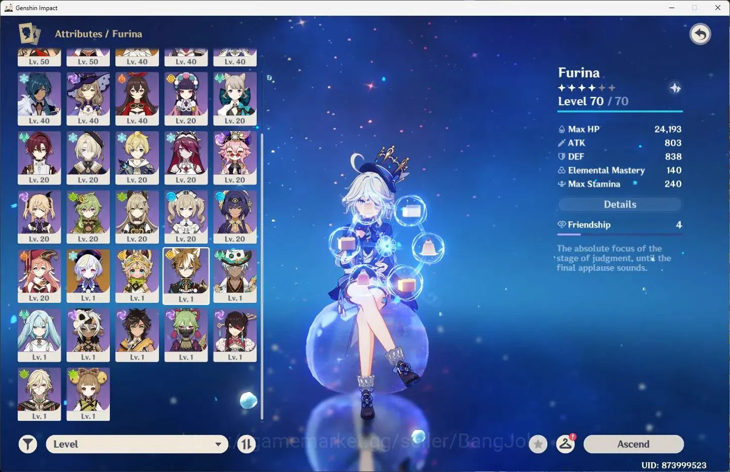 Genshin Impact Accounts ASIA|AR 53|3 Limit+3 Sign|ChioriC1,NaviaC1,Furina+ image 3