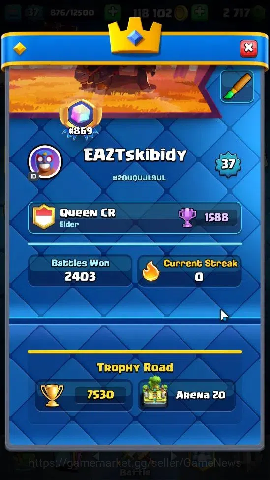 Clash Royale Accounts Lv 37|Trophy 7530|Limited Skin|KTL 12|4 Hero 12 EV image 2